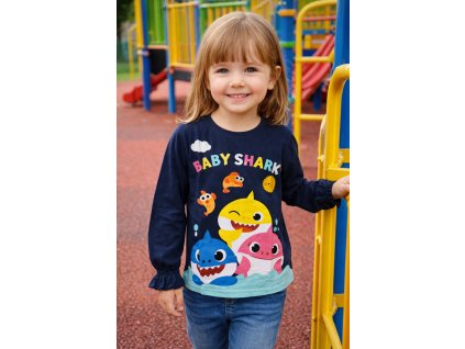 Dívčí tričko BABY SHARK dlouhý rukáv modré
