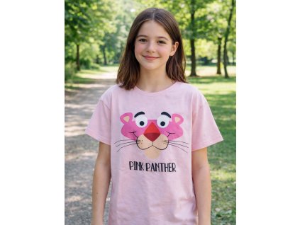 Dívčí tričko RŮŽOVÝ PANTER krátký rukáv