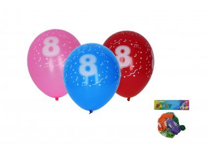 Balónek nafukovací 30cm - sada 5ks s číslem 8