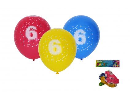Balónek nafukovací 30cm - sada 5ks s číslem 6