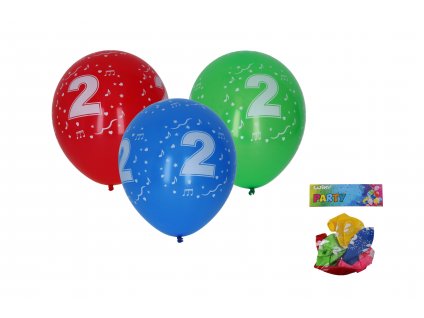 Balónek nafukovací 30cm - sada 5ks, s číslem 2