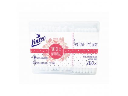 Papírové vatové tyčinky 100% natural Linteo 200 ks v boxu