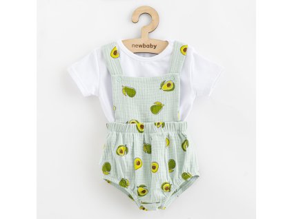 Mušelínový kojenecký set Kraťasy a Tričko New Baby Avocado