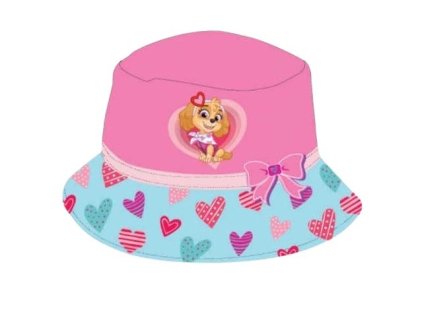 Dívčí klobouk TLAPKOVÁ PATROLA SKYE s mašlí růžovomodrý