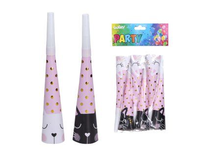Párty trumpetky KOČKA 20 cm 6 ks
