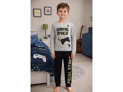 Chlapecké pyžamo PLAYSTATION dlouhé šedočerné