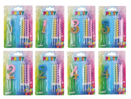 Párty svíčka číslo a 4ks svíček