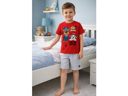Chlapecké pyžamo TLAPKOVÁ PATROLA krátké červeno-šedé