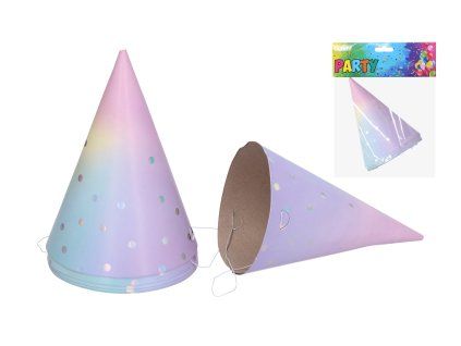 Párty kloboučky PASTEL 15 cm 6 ks