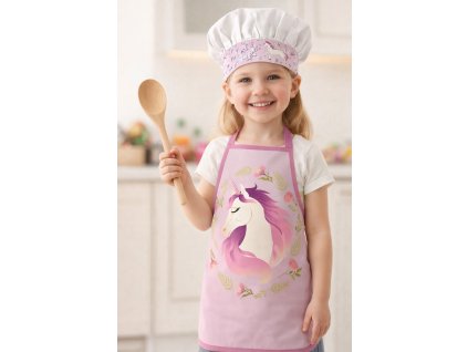 Dětská zástěra UNICORN - JEDNOROŽEC GARDEN set s čepicí
