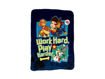Dětská deka TLAPKOVÁ PATROLA Work Hard modrá 100 x 140 polar