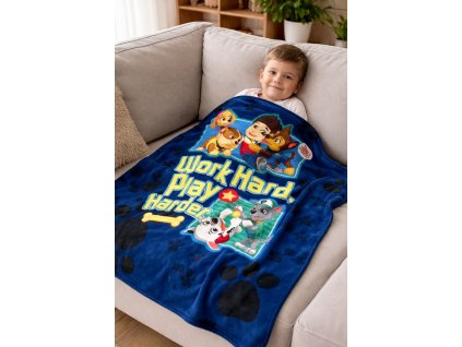 Dětská deka TLAPKOVÁ PATROLA Work Hard modrá