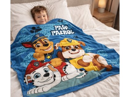 Dětská deka TLAPKOVÁ PATROLA 3 psi modrá