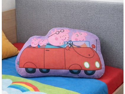 Dětský polštářek PEPPA PIG v autě  tvarovaný
