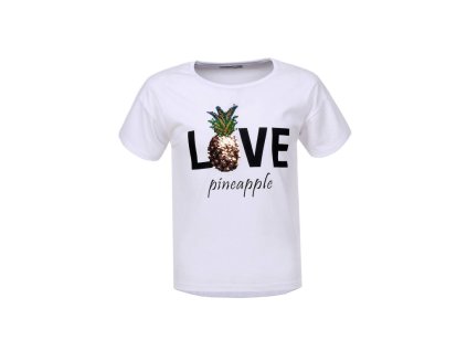 Dívčí tričko s měnícími flitry GLO-STORY ananas krátký rukáv bílé