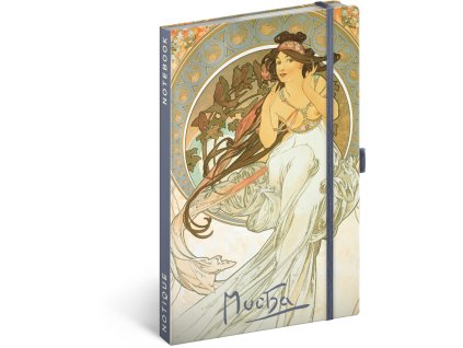 NOTIQUE Notes Alfons Mucha – Hudba, linkovaný, 13 x 21 cm