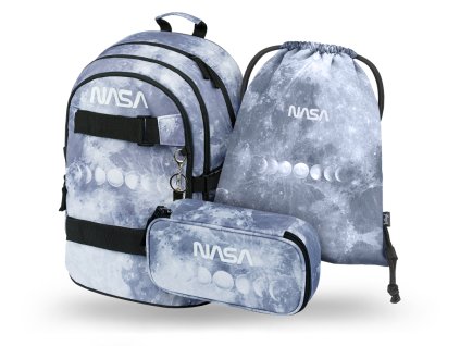 BAAGL 3 SET Skate NASA Grey: batoh, penál, sáček