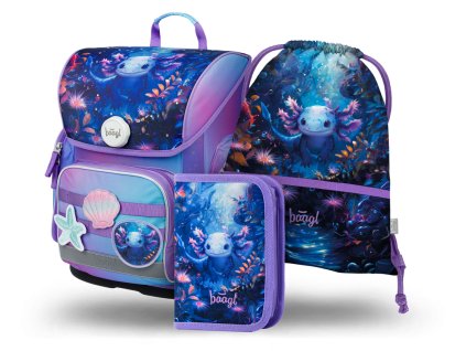 BAAGL SET 3 Ergo Axolotl: aktovka, penál, sáček