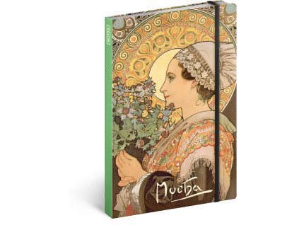 NOTIQUE Notes Alfons Mucha – Bodlák, linkovaný, 13 x 21 cm