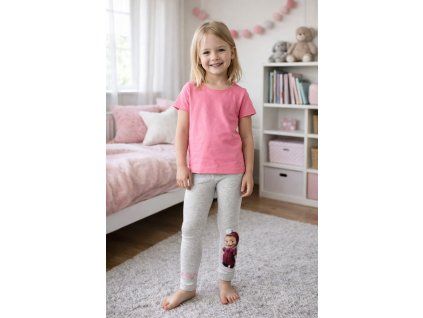 Dívčí legíny MÁŠA A MEDVĚD zima šedé