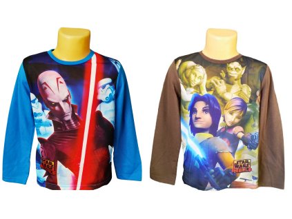 Chlapecké tričko STAR WARS dlouhý rukáv hnědé-modré