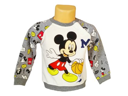 Kojenecká mikina MICKEY přes hlavu šedo-bílá