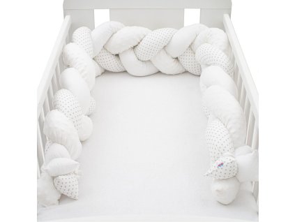 Ochranný mantinel do postýlky cop New Baby Minka a Puntík šedý (Barva Multicolor)