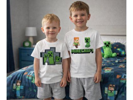 Chlapecké pyžamo MINECRAFT krátké bílo-šedé