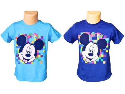 Chlapecké tričko MICKEY barevné kostičky krátký rukáv modré