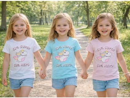 Dívčí tričko GLO-STORY UNICORN krátký rukáv