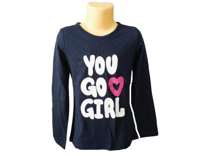 Dívčí tričko VENERE youá go girl dlouhý rukáv temně modré
