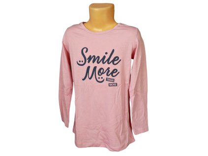 Dívčí tričko VENERE Smile more dlouhý rukáv růžové