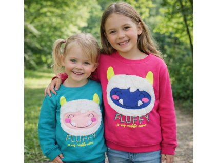 Dívčí mikina LEMON BERET FLUFFY přes hlavu s 3D aplikací