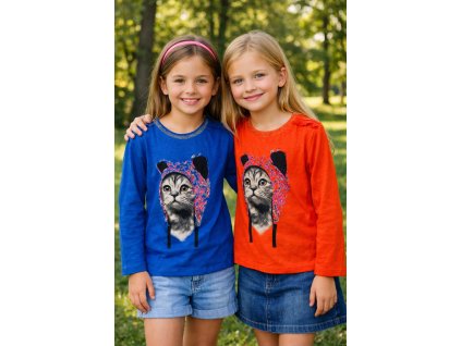 Dívčí tričko LEMON BERET kočička dlouhý rukáv