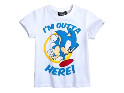 Chlapecké tričko SONIC I´m outta here krátký rukáv bílé