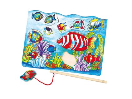 Dřevěné magnetické puzzle Viga Lov ryb (Barva Multicolor)