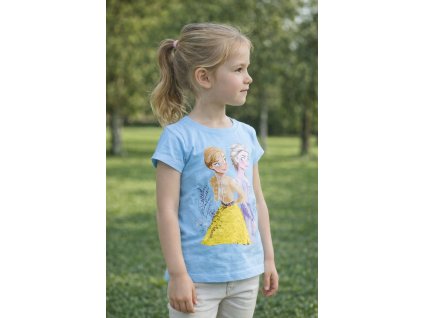 Dívčí tričko FROZEN ANNA A ELSA měnící flitry