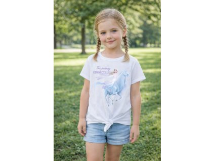 Dívčí tričko FROZEN ELSA s uzlíkem smetanové