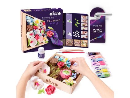 OKTO ROMANCE Výtvarná modelovací sada DIY květiny s dřevěným rámem 21x21 cm