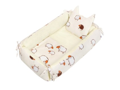 Multifunkční hnízdečko s polštářkem a peřinkou New Baby ovečky béžový (Barva Béžová)