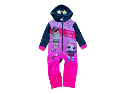 Dívčí overal L.O.L. fleece černorůžový