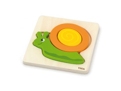 Dřevěné puzzle pro nejmenší Viga Slimák (Barva Multicolor)