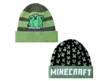 Chlapecká čepice MINECRAFT dvouvrstvá zimní zelená