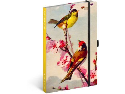 NOTIQUE Notes Ptáčci - sakura Kateřiny Winterové linkovaný 13 x 21 cm