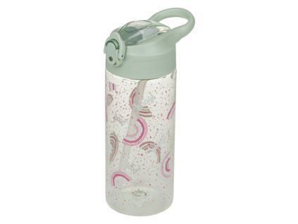 Tritanová láhev na pití s brčkem Duha 500 ml
