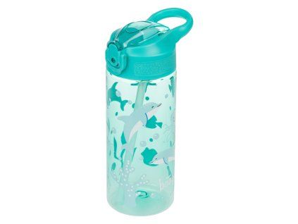 Tritanová láhev na pití s brčkem Delfín 500 ml