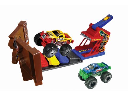 Auta Monster truck Kaskadérská dráha s 2 kovovými auty