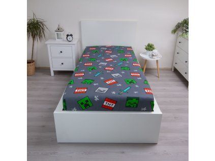 detske-prosteradlo-minecraft-sede-90x200
