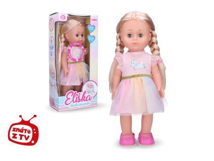 Eliška chodící panenka 41 cm růžové šaty