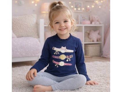 Dívčí tričko GLO-STORY hodinky dlouhý rukáv